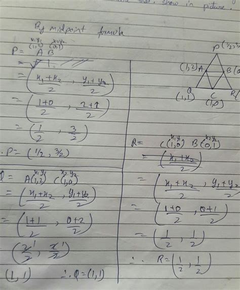 If midpoint of sides of triangle PQR are (1,2) (0,1) (1,0) then find ...