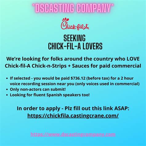 Calling Chick-Fil-A Lovers Nationwide For Paid Commercial