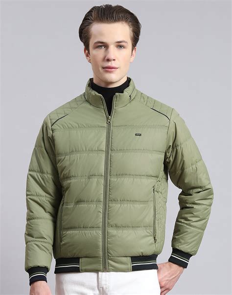 Buy Men Green Solid Stand Collar Full Sleeve Jacket Online in India ...