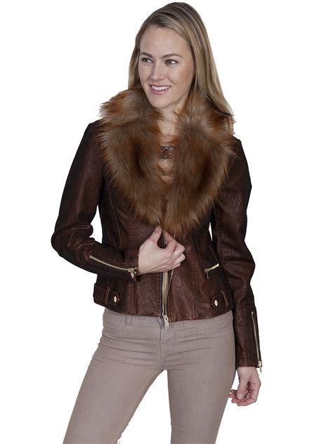 Pungo Ridge - Scully Ladies Faux Fur & Leather Jacket - Copper, Honey ...