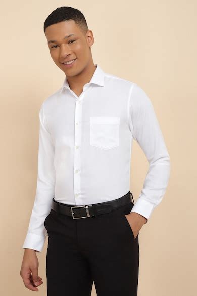 Buy Men White Regular Fit Textured Full Sleeves Formal Shirt Online ...