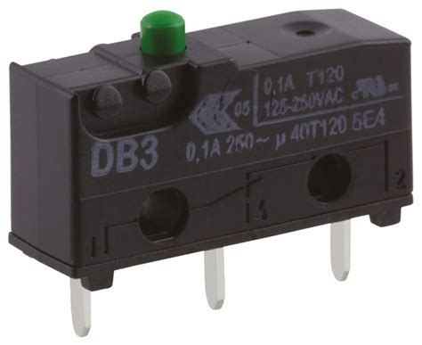 DB3C-C1AA ZF | ZF Plunger Micro Switch, PCB Terminal, 100 mA @ 30 V dc ...