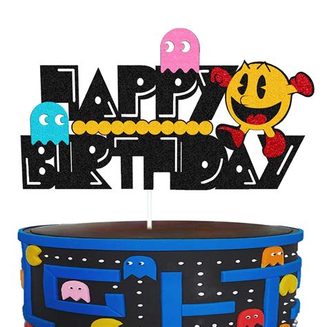 Buy Cake Topper for Pacman 80s Arcade Game Themed Happy Birthday Cake ...