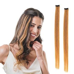 Hair Originals 100% Natural Human Hair Clip In Color Streaks (24 Inches ...