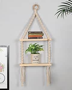 Homesake® Macrame Wall Hanging Shelf Woven Home Decor Pine Wood ...