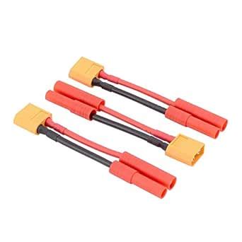 3pcs XT60 Male to HXT 4MM Female Bullet Connector Adapter Cable - 14awg ...