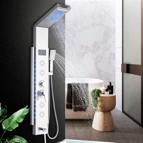 Buy AWorddy LED Shower Panel Column Tower with 5 in 1 Multiple Function ...