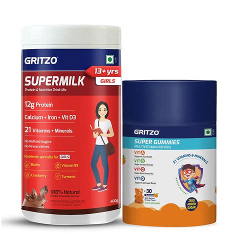 Gritzo SuperMilk Overall Growth (13+y Girls), 12g Protein (Double ...