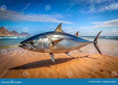 Albacore Tuna Fish Stands Desert Stock Illustration - Illustration of ...