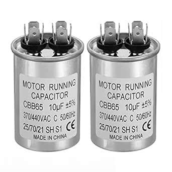PATIKIL 10uF ±5% 10MDF 370/440V AC Fan Start Capacitor,2Pcs CBB65 ...