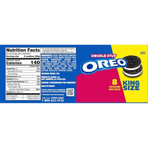 Double Stuf Oreos Nutrition Facts - Printable Nutrition Facts