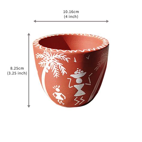 Buy Handpainted Terracotta Warli Art Planter Pot Online On Zwende