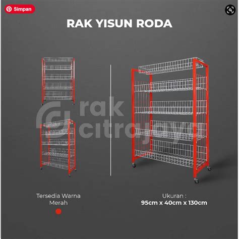 RAK DISPLAY ROTI TIPE YISUN RODA, 5 SUSUN KERANJANG