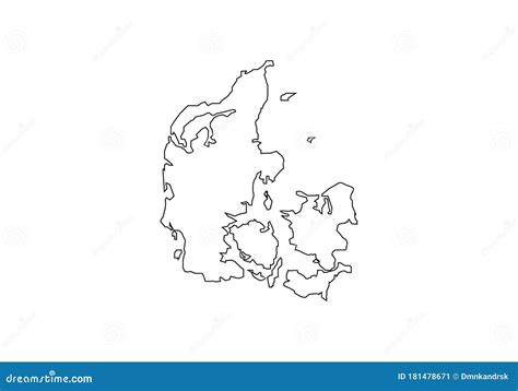 Denmark Outline National Borders Map Vector Illustration Europe Stock Vector - Illustration of ...