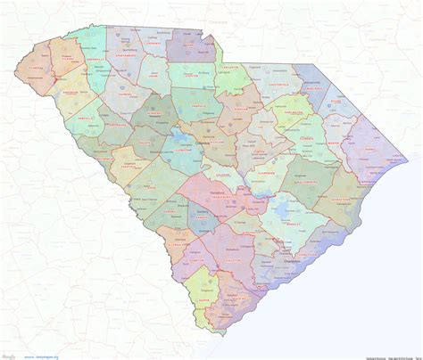 Counties Map Of South Carolina
