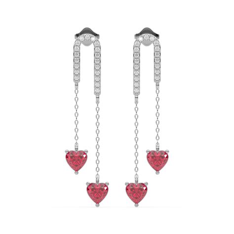 Radiant Heart Drops- 925 Sterling Silver Ruby Earrings – Lukson