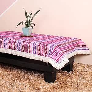 Buy STITCHNEST Aztec Purple Woven Fabric Table Cover with Lace (40 X 60 ...