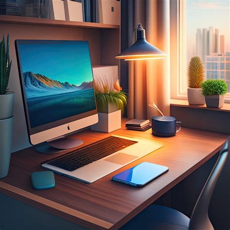 Home office creative desk with office supplies and empty desk space ...