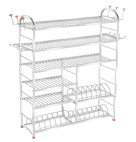 WINSTAR Stainless Steel 6 Shelf Wall Mount Kitchen Utensils Rack | Dish ...