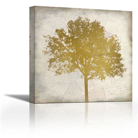 Karmakara Tree Silhouette Gold 3 - Fine Art Print Wall Art ON Canvas ...