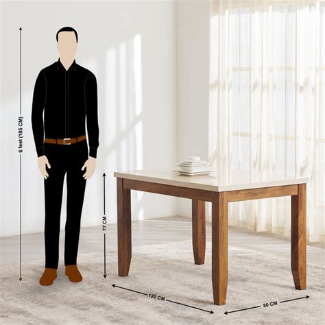 Buy Giza Composite Marble Top 4-Seater Dining Set with Chairs - Beige ...