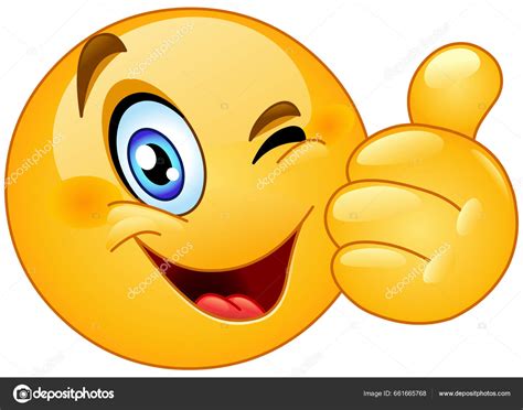 Emoticon Emoji Felice Ammiccando Mostrando Pollice Come Gesto - Vettoriale Stock di ©yayayoyo ...
