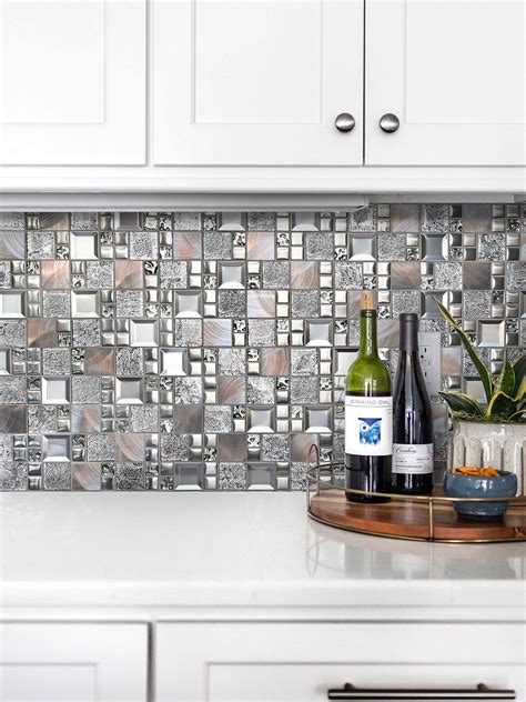 Glass Metal Gray Copper Mosaic Backsplash Tile | Backsplash.com ...