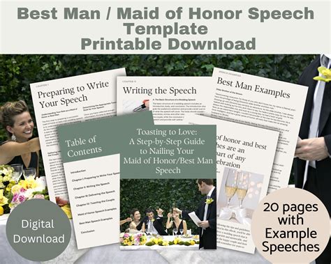 Best Man Speech Template, Maid of Honor Wedding Speech Template ...