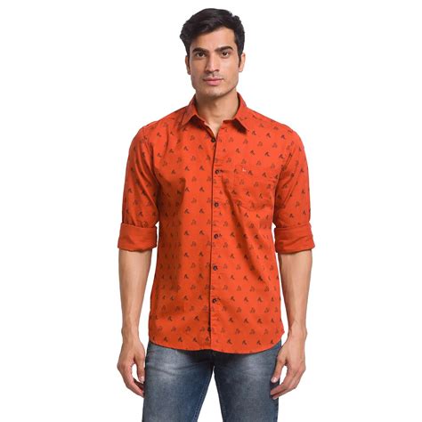 Parx Men Orange Printed Slim Fit Cotton Casual Shirt – MyRaymond