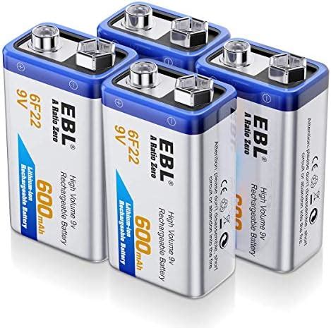 Buy EBL Rechargeable 9V batteries High Volume 600mAh Li-ion 6F22 PP3 ...