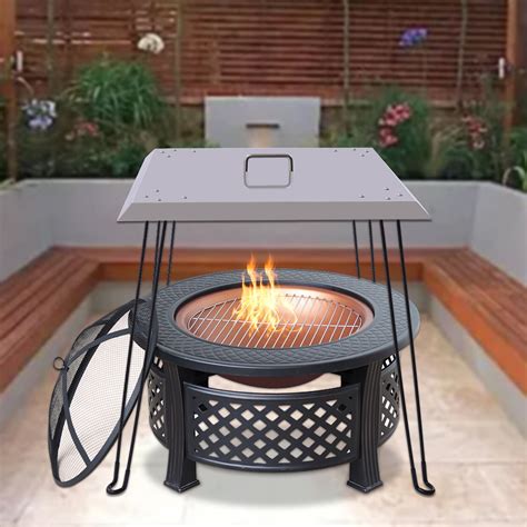 Miumaeov Fire Pit Heat Deflector Outdoor Square Fire Pit Cover ...