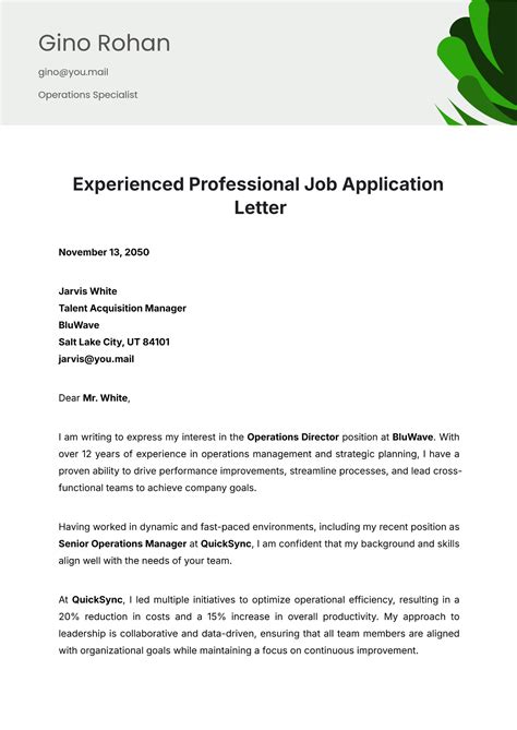 Image result for Example of a Good Job Application