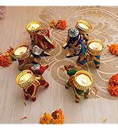 Buy TIED RIBBONS Pack of 6 Mosaic Glass Votive Tealight Candle Holders ...