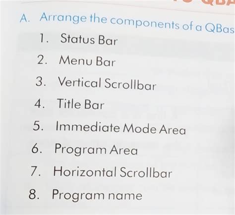 Arrange the Components of a QBasic window from Top to Bottom. - Brainly.in