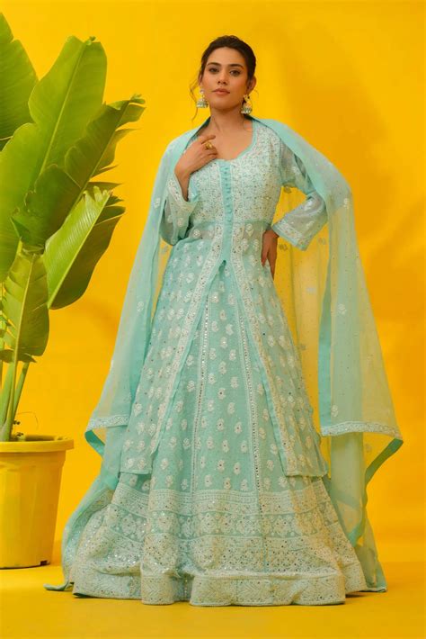Elegant Chikankari Lehengas at The House of Indu