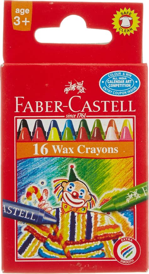 Faber-Castell Wax Crayon Set - 75mm, Pack of 16 (Assorted) : Amazon.in ...