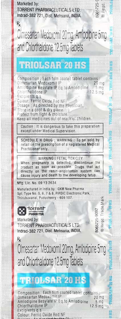Triolsar 20mg Hs Strip Of 10 Tablets: Uses, Side Effects, Price ...