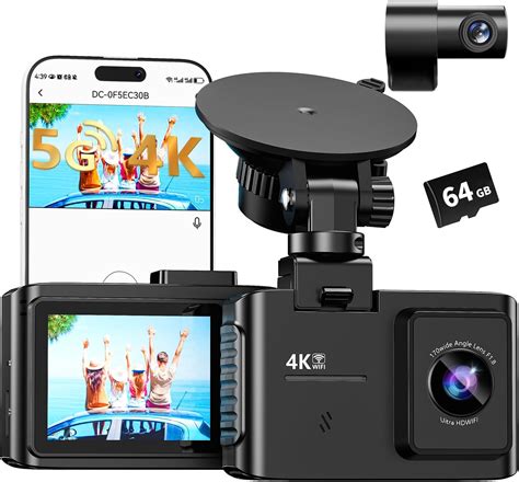 Amazon.com: 4K Dash Cam Front and Rear, WiFi Dash Cam with 64GB Card ...