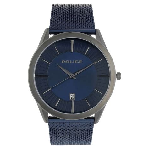 Buy Online Police Quartz Analog with Date Blue Dial Metal Strap Watch ...