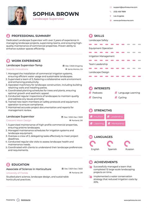 10+ Landscape Supervisor Resume Samples & Templates for 2025