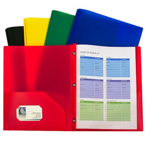 C-Line Products 2-Pocket Heavyweight Poly Folder w/Prongs, Assorted ...