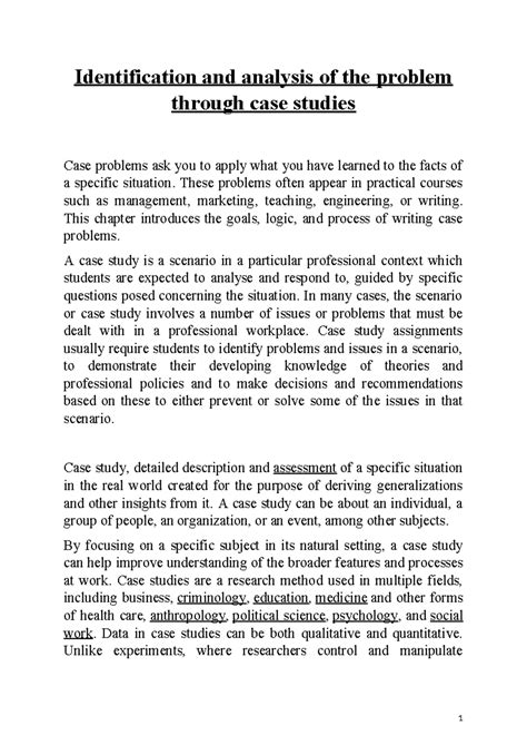 Case Study Analysis and Problem Identification (Course 123713) - Studocu