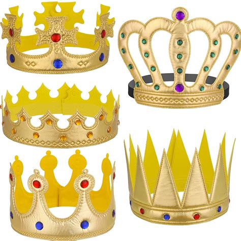 Buy Xinzistar 5 Pieces King Crowns Kids King Hat King Queen Crowns Kids ...