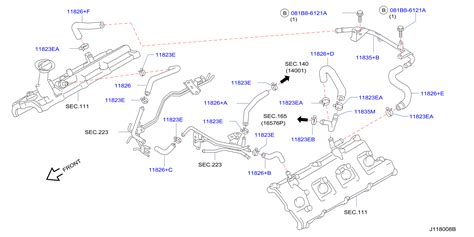 Infiniti QX55 Hose Air Inlet. Hose BLOWBY Gas. ENGINE, ME, VENTILATION, CRANKCASE - 11826-AR270 ...
