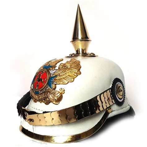 AnNafi White German Pickelhaube Spike Helmet | Leather Pickelhaube ...