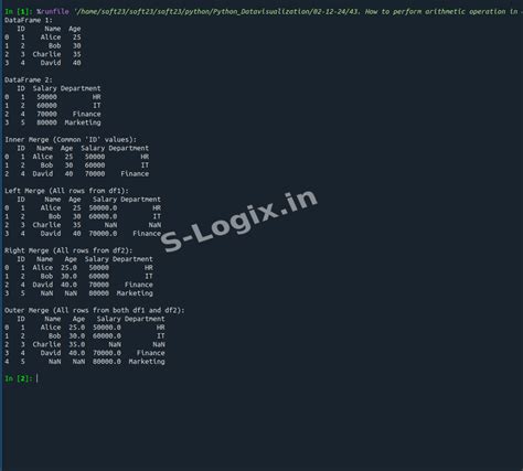 Python sample code for merge or join data frames using pandas| S-Logix