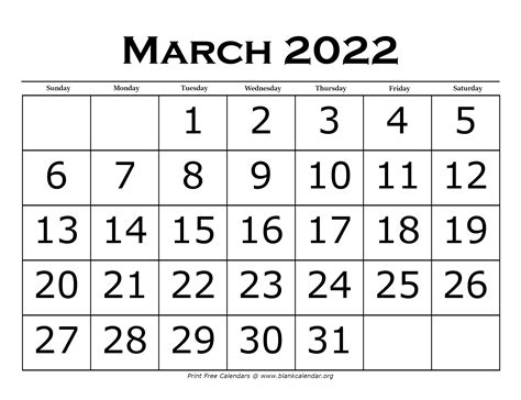Printable March Calendars – Blank Calendar