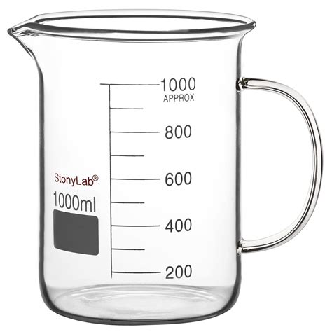 Buy stonylab Glass Beaker with Handle, Borosilicate Glass Graduated Low ...