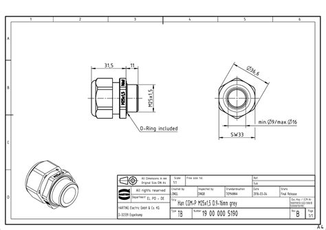 19000005190 Drawing by HARTING Datasheet | DigiKey