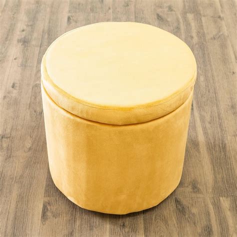Buy Helios Ponti Fabric Ottoman with Storage - Yellow from Helios by ...